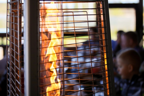 close up image of propane powered outdoor heater