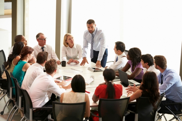 employees training at a meeting room