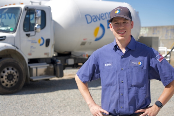 Davenport Energy propane delivery driver and truck