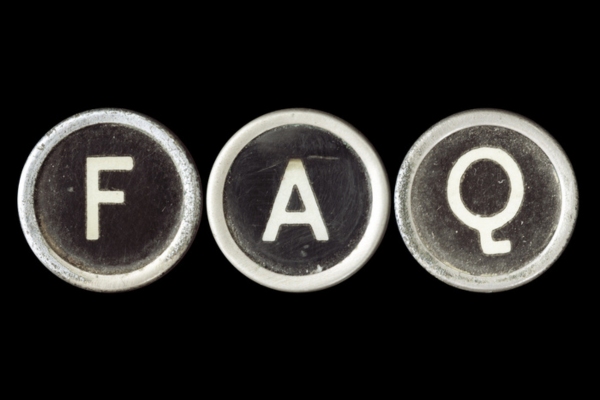FAQ spelled using typewriter letter keys depicting Propane Outdoor Kitchen questions