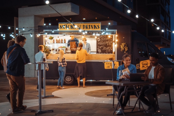 image of a food truck and patrons