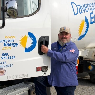 Davenport Energy propane delivery truck and driver