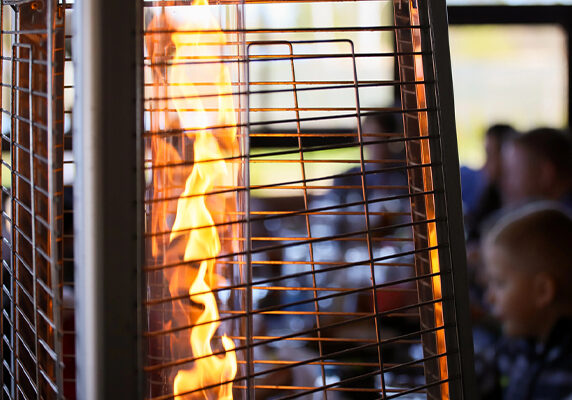 propane patio heater at restaurant